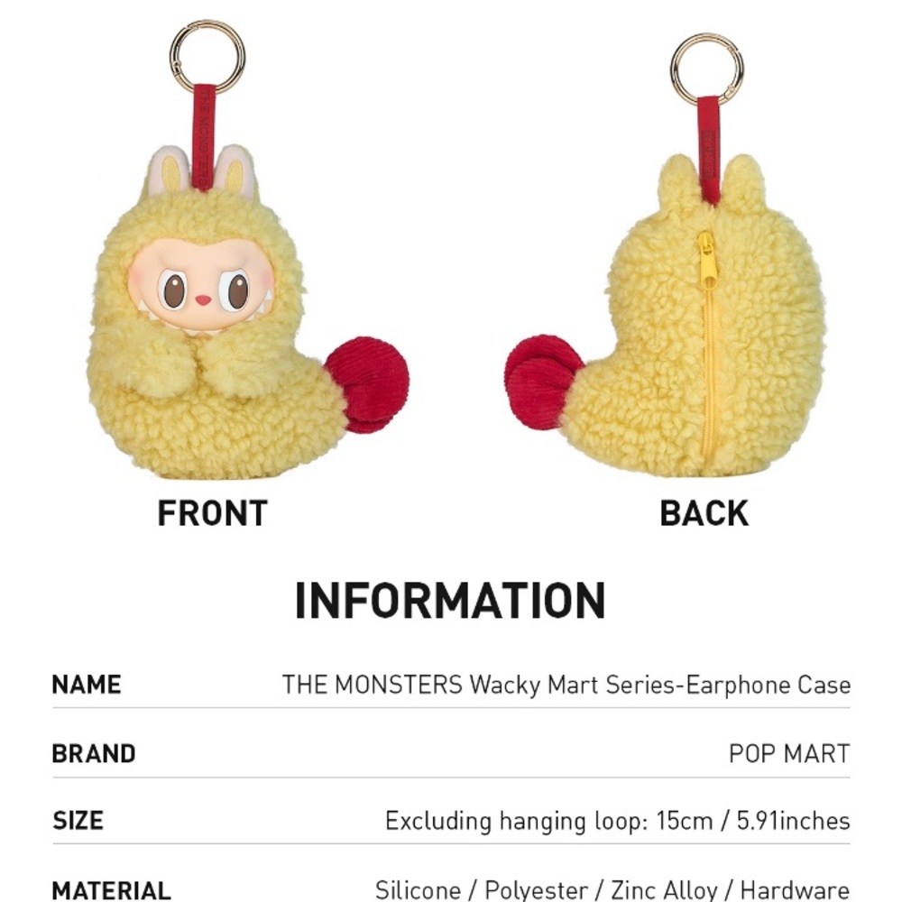 Labubu The Monsters Wacky Mart Series Tempura Shrimp Plush Earphone Case - Picture 7 of 8